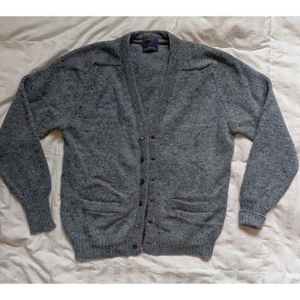 Vintage Pendleton Cardigan Shetland Wool, Light Blue, L